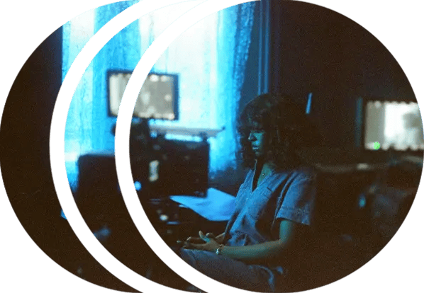 Victory Boyd is filmed in front of an LED wall by a RED cinema camera while performing a song for a music video